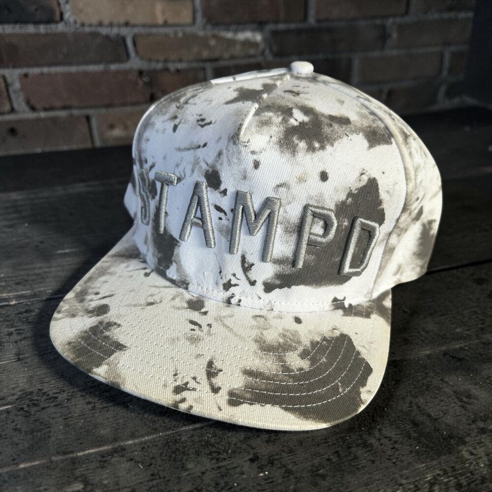 STAMPD LA - 1of1 SAMPLE marbled snapback hat - Gray/White NEW ANGELES